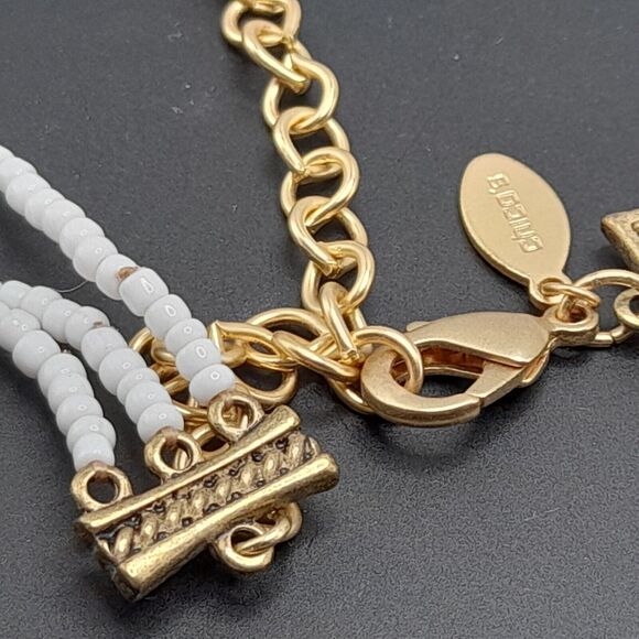 Chico's Lampwork Art Bead Necklace, Three Strands, 20" - Picture 12 of 13